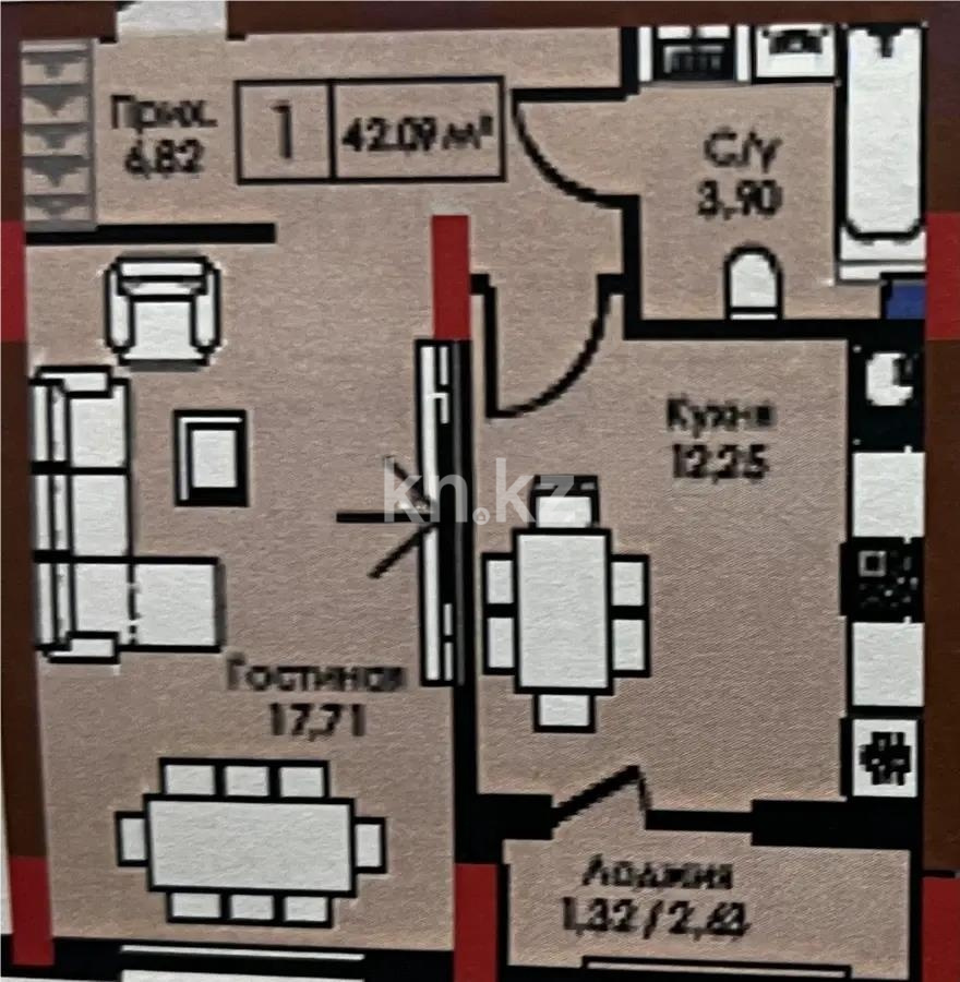 Продажа 1-комнатной квартиры, 43 м² в Астане - фото 2