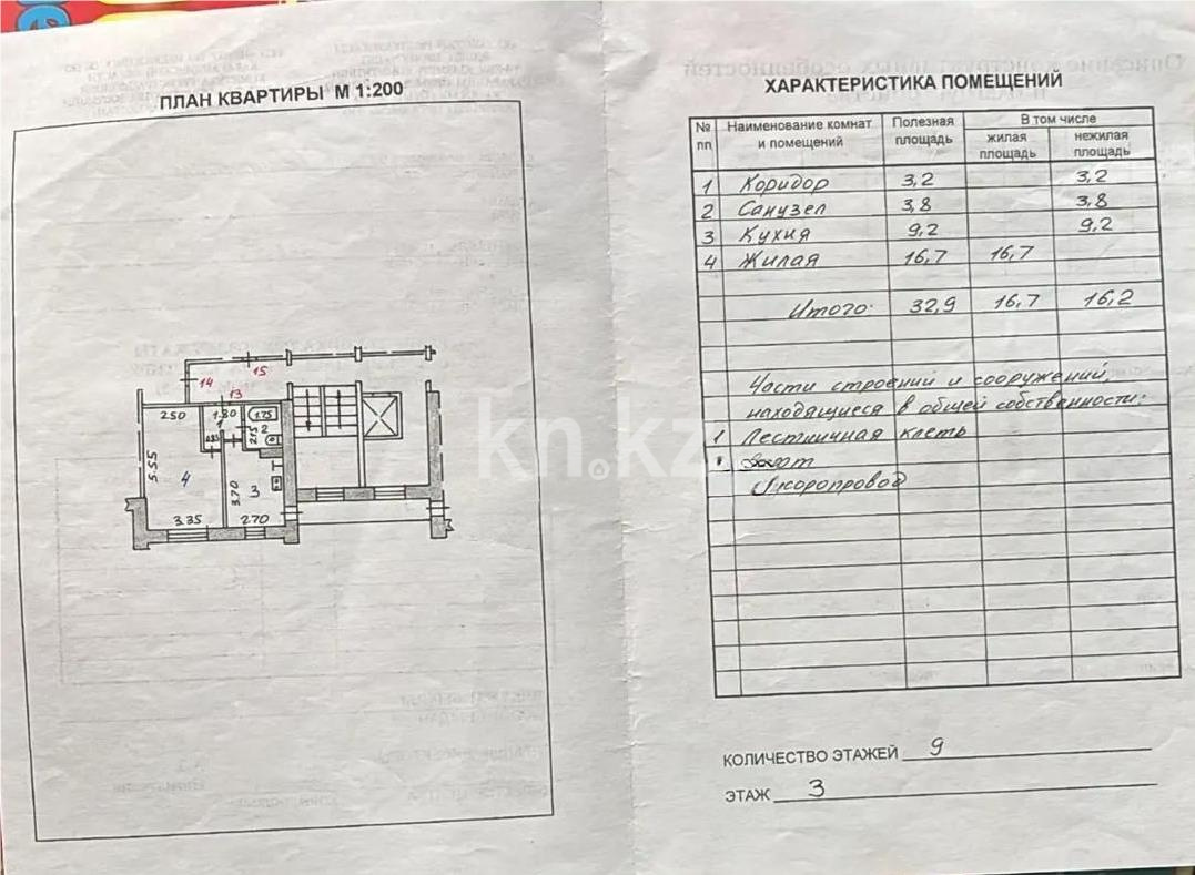 Продажа 1-комнатной квартиры, 32 м² - Продажа однокомнатных квартир от собственников в Темиртау фото 1 из 1