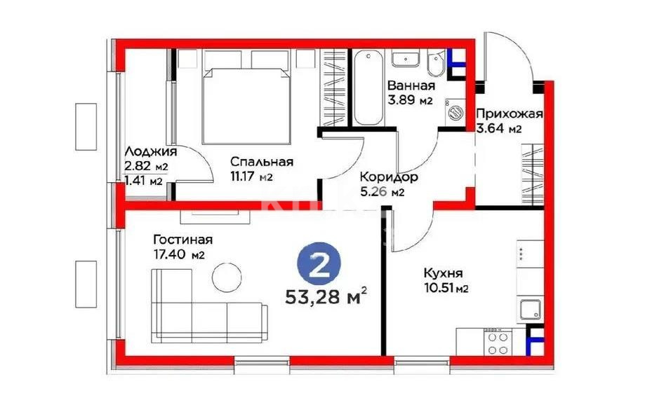 Продажа 2-комнатной квартиры, 53.28 м² в Алматы - фото 5