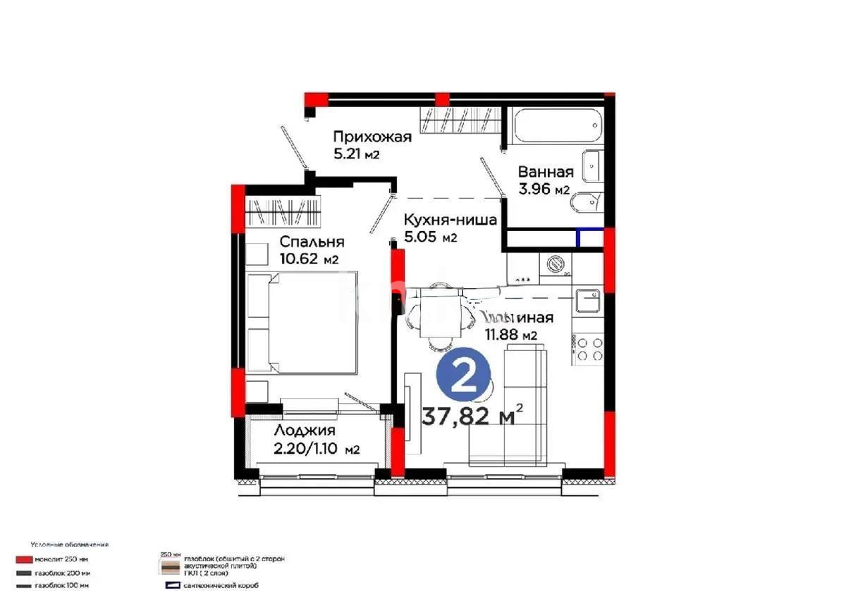 Продажа 2-комнатной квартиры, 38.5 м², пр. Туран, дом  55/16 - Продажа квартир в Астане фото 3 из 3