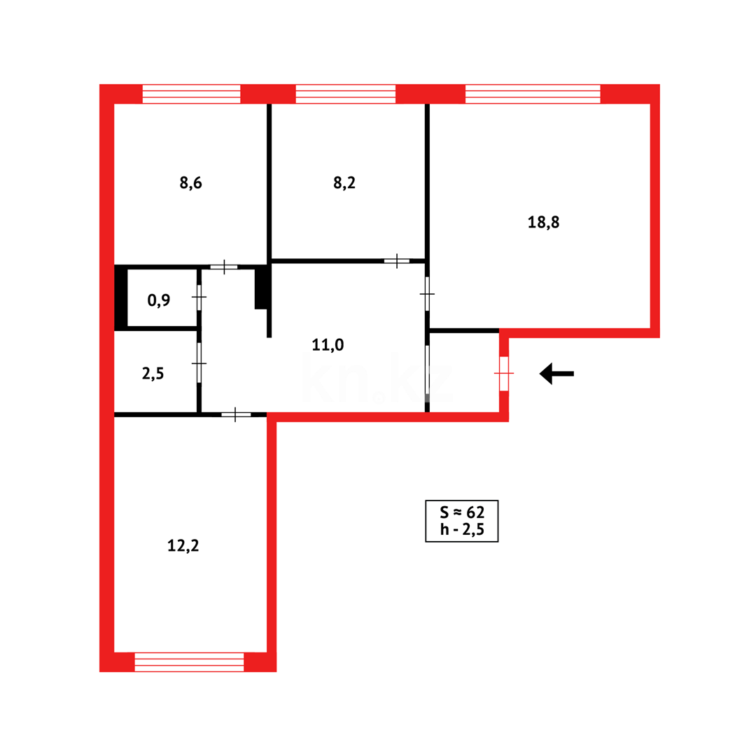 Продажа 3-комнатной квартиры, 64 м² - Продажа квартир в Караганде - страница 2 фото 13 из 13