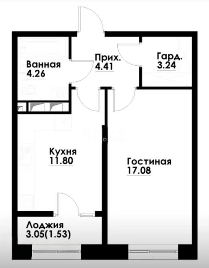 Продажа 1-комнатной квартиры, 42.32 м², ул. Навои, дом  30а/1 - Продажа  однокомнатных квартир в Алматы без посредников с фото фото 1 из 1
