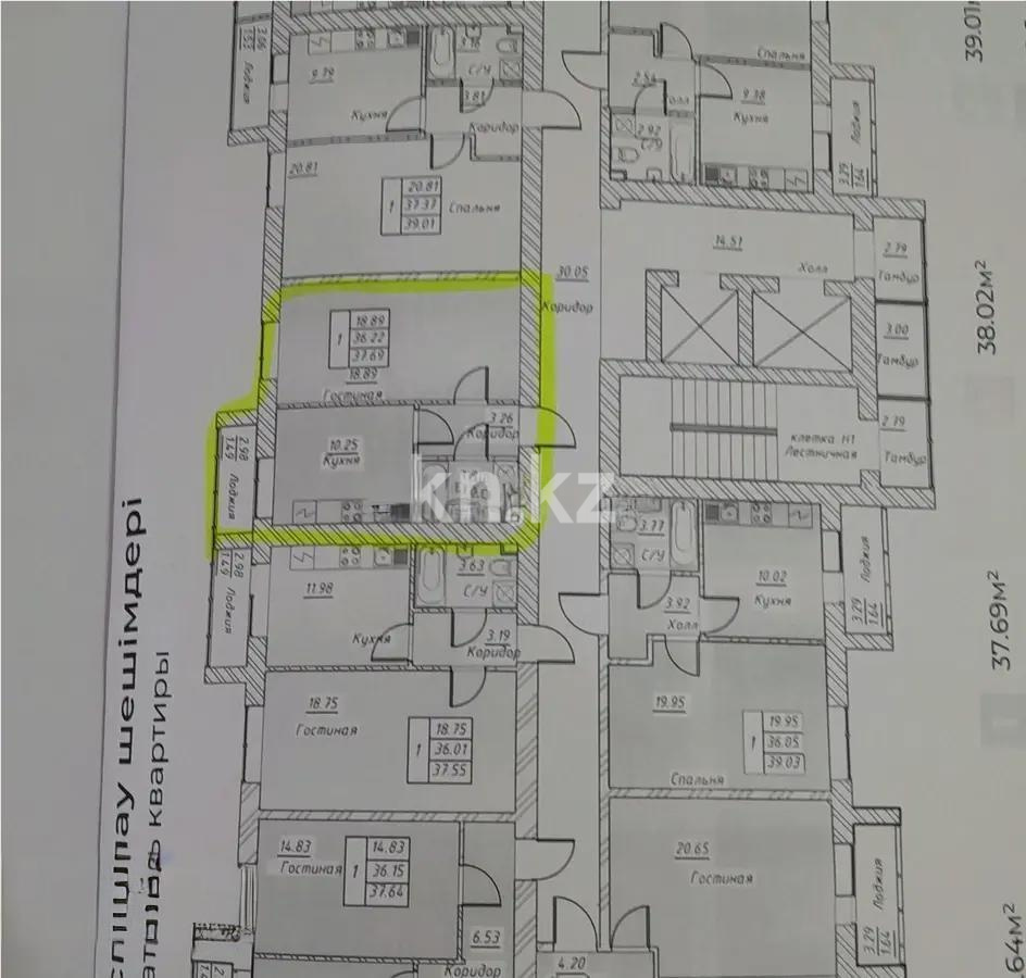 Продажа 1-комнатной квартиры, 37.69 м², ул. Тынышбайулы, дом  6 стр - Продажа  однокомнатных квартир в новостройках Астаны без посредников с фото фото 1 из 1