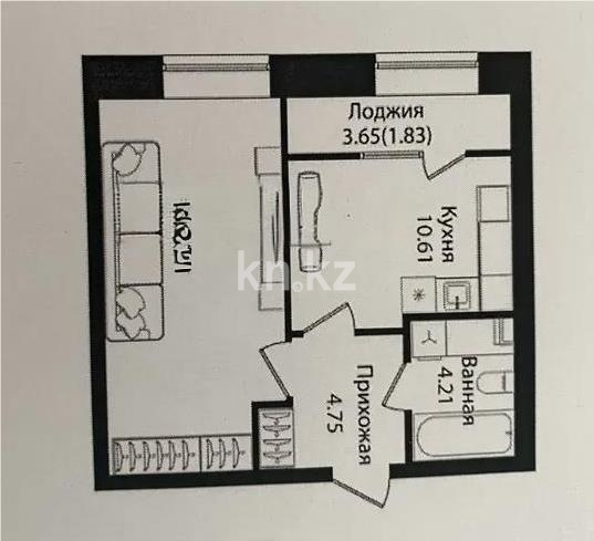 Продажа 1-комнатной квартиры, 39 м² - Продажа зданий в Костанае фото 1 из 1