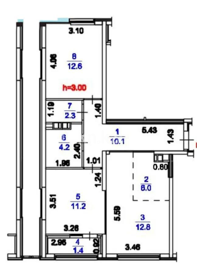 Продажа 3-комнатной квартиры, 60.6 м², ул. Момышулы, дом  11/14а - Продажа  трехкомнатных квартир в Алматы фото 4 из 4