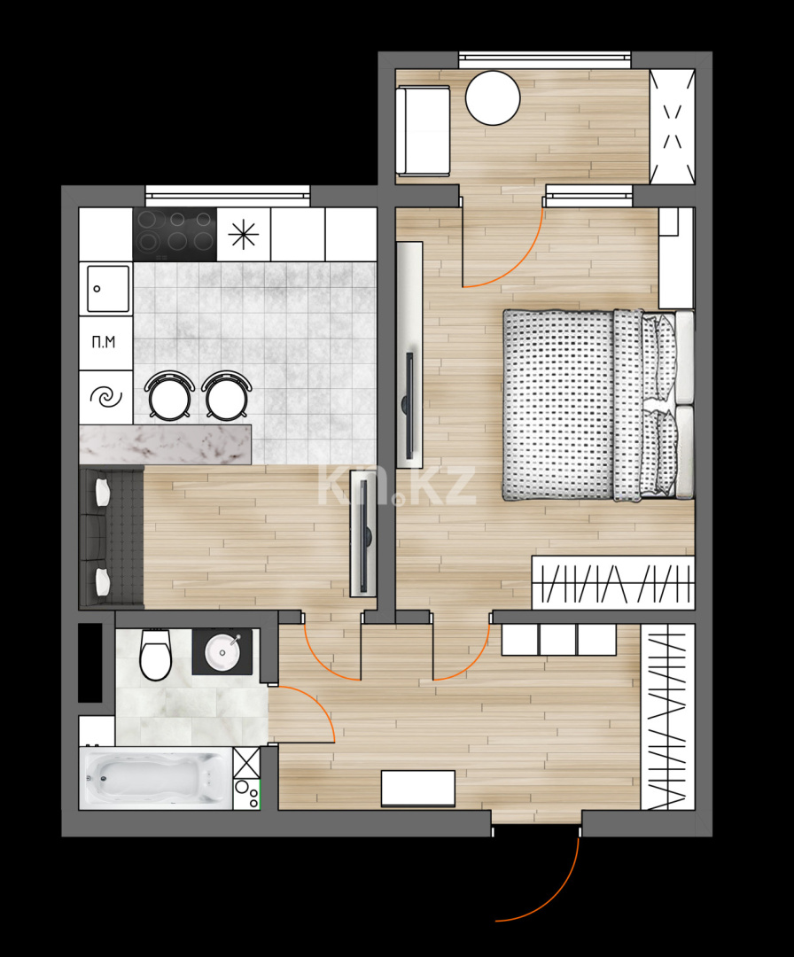 Продажа 1-комнатной квартиры, 31 м² - Продажа  однокомнатных квартир в новостройках Алматы - страница 63 фото 3 из 5