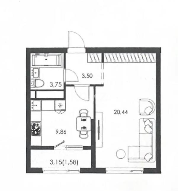 Продажа 1-комнатной квартиры, 39.13 м² в Алматы