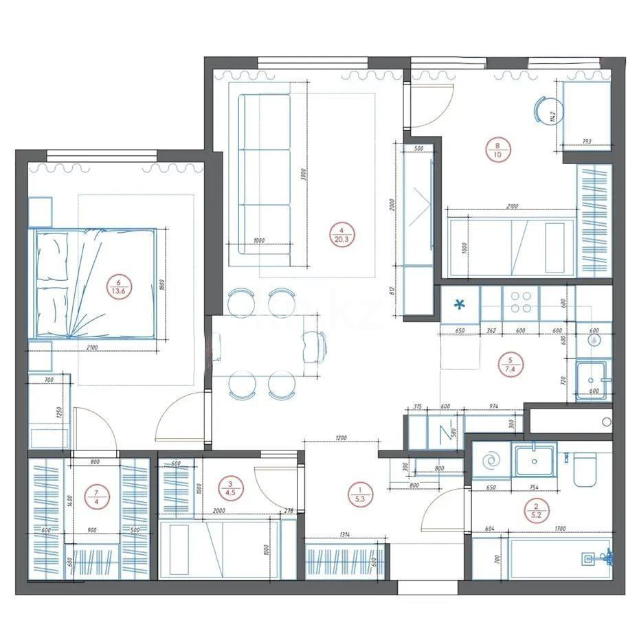 Продажа 2-комнатной квартиры, 72.9 м², пр. Райымбека, дом  348/1 - Продажа  двухкомнатных квартир в новостройках Алматы фото 1 из 1