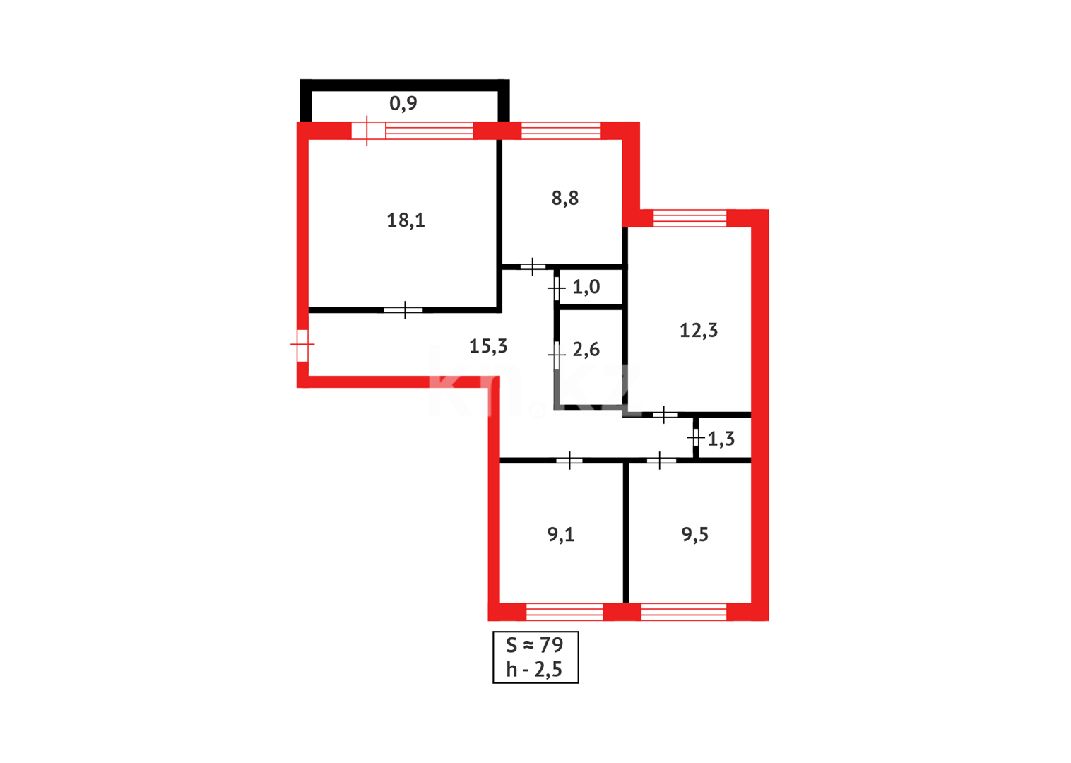 Продажа 4-комнатной квартиры, 79 м², ул. Дюсембекова, дом  39 - Продажа  четырехкомнатных квартир в Караганде фото 16 из 16