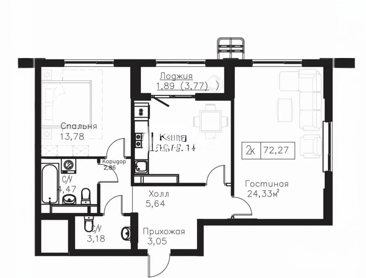 Продажа 2-комнатной квартиры, 71.64 м² - Продажа двухкомнатных квартир в Астане фото 1 из 1