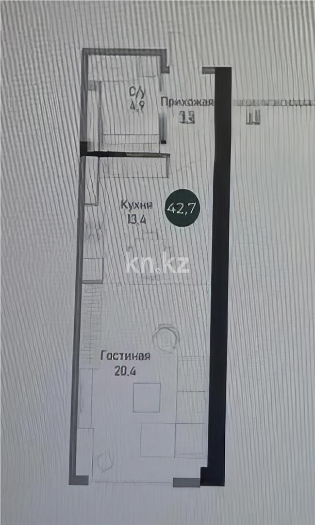 Продажа 1-комнатной квартиры, 43 м² в Алматы