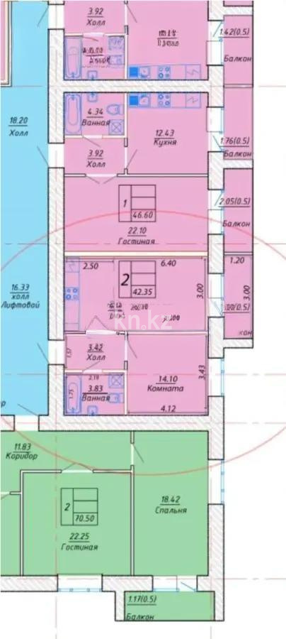 Продажа 2-комнатной квартиры, 42 м², пр. Тауелсыздык, дом  34/9 - Продажа  двухкомнатных квартир в Астане фото 1 из 1