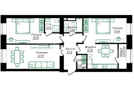 Продажа 3-комнатной квартиры, 92.13 м² - Продажа квартир в Казахстане - страница 145 фото 1 из 1
