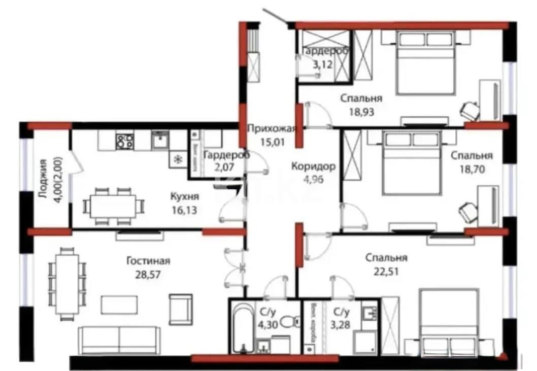 Продажа 4-комнатной квартиры, 140 м² в Астане