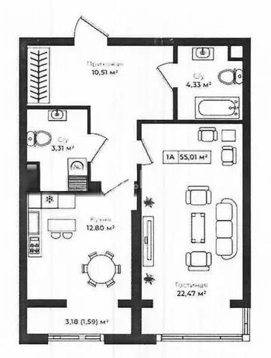 Продажа 2-комнатной квартиры, 55.1 м², пр. Абая, дом  118 - Продажа  двухкомнатных квартир в новостройках Алматы без посредников фото 1 из 1