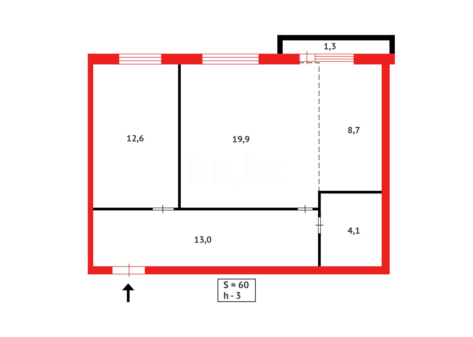Продажа 2-комнатной квартиры, 60 м², ул. Момышулы, дом  15/2 - Продажа квартир в Караганде фото 10 из 10
