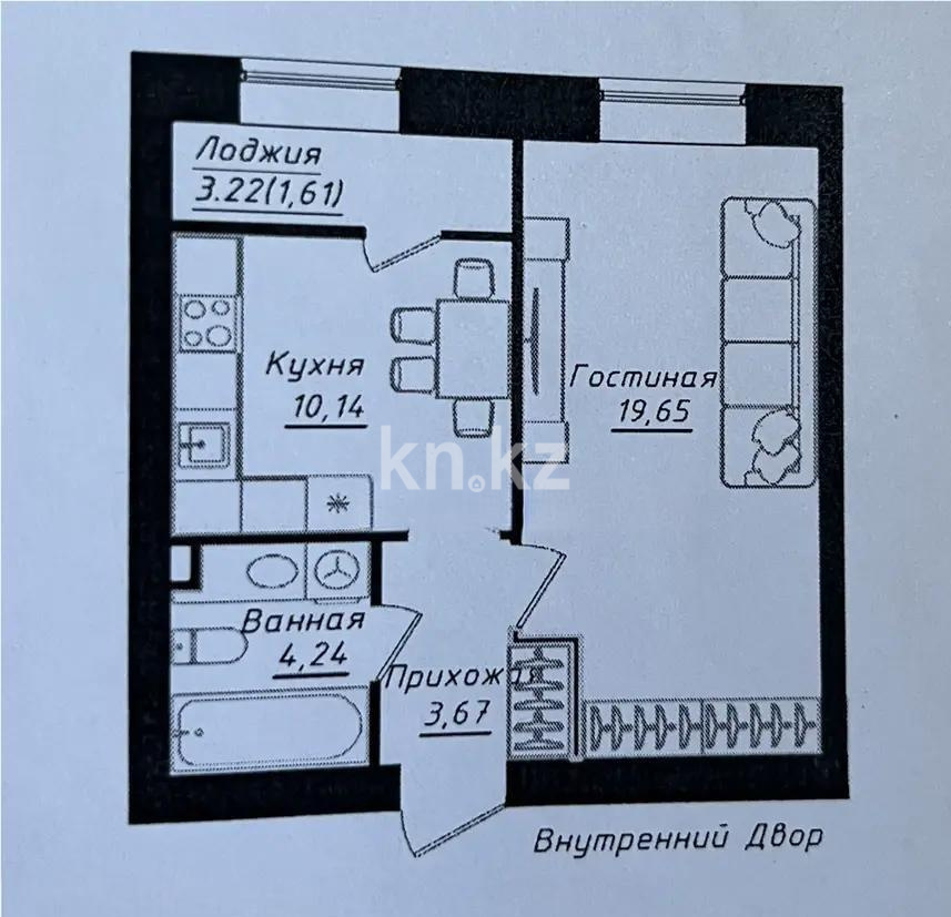 Продажа 1-комнатной квартиры, 40 м², ул. Нажимеденова, дом  5 в Астане