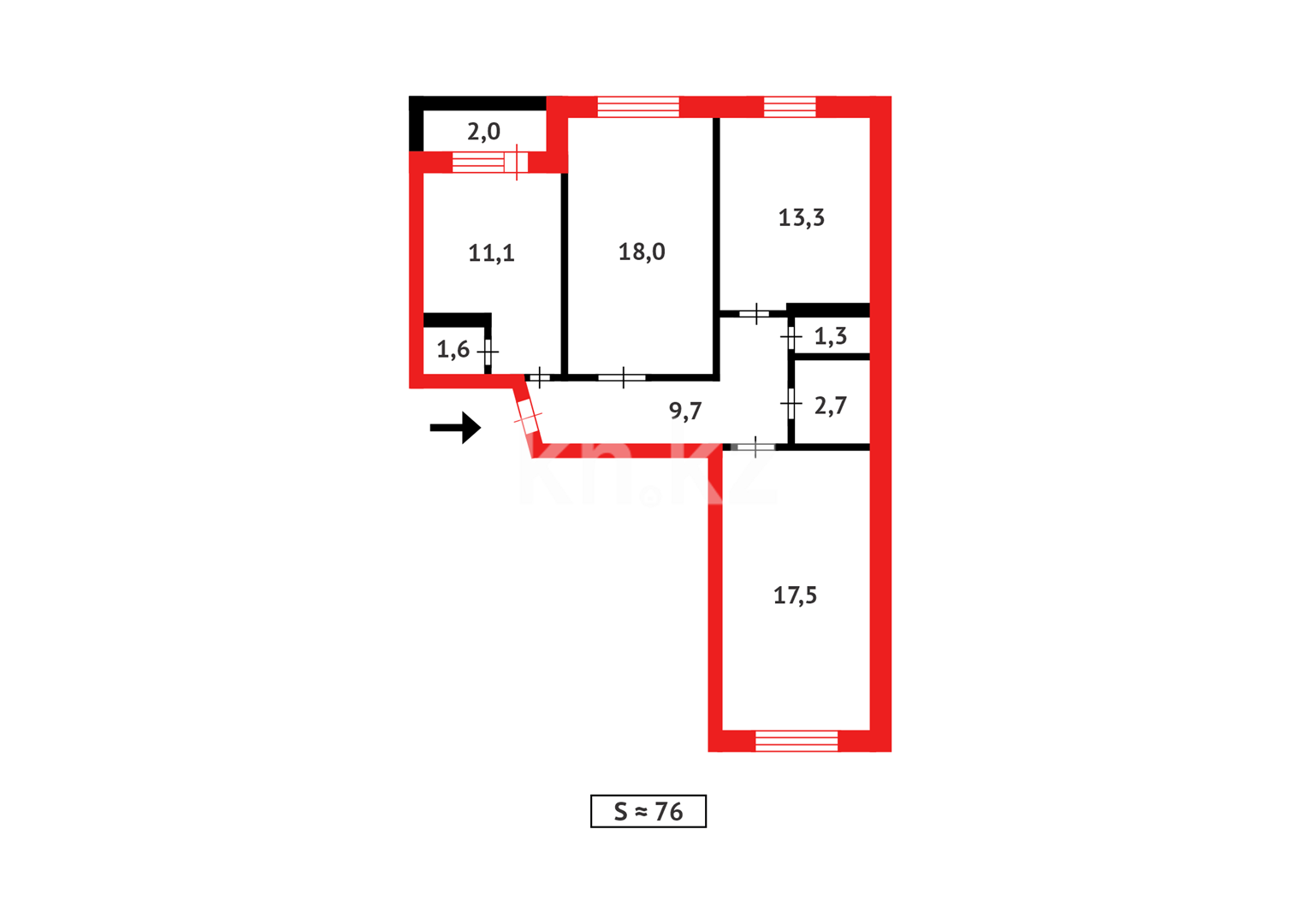 Продажа 3-комнатной квартиры, 75 м², ул. Амангельды в Темиртау - фото 15