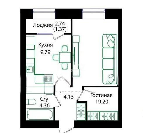 Продажа 1-комнатной квартиры, 38.8 м², ул. Е-15, дом  16 в Астане - фото 3