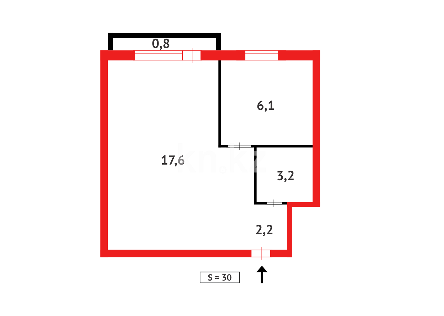 Продажа 1-комнатной квартиры, 30 м², ул. Чернышевского - Продажа  однокомнатных квартир в Темиртау фото 6 из 6