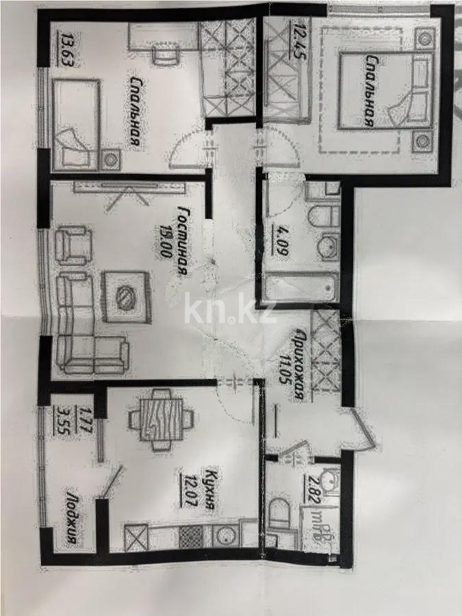 Продажа 3-комнатной квартиры, 76 м², ул. Байтурсынова, дом  16 стр - Продажа  трехкомнатных квартир в новостройках Астаны с фото фото 1 из 1