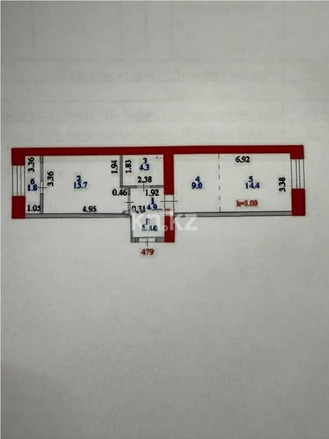 Продажа 2-комнатной квартиры, 50.1 м², ул. Е-15, дом  16 в Астане - фото 3