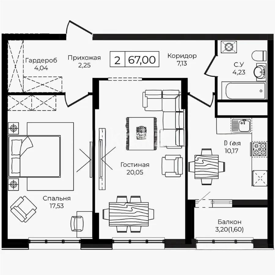 Продажа 2-комнатной квартиры, 67 м², ул. Анет баба, дом  4 - Продажа квартир в Астане фото 1 из 1