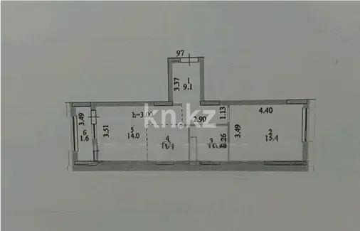 Продажа 2-комнатной квартиры, 51.1 м² в Астане