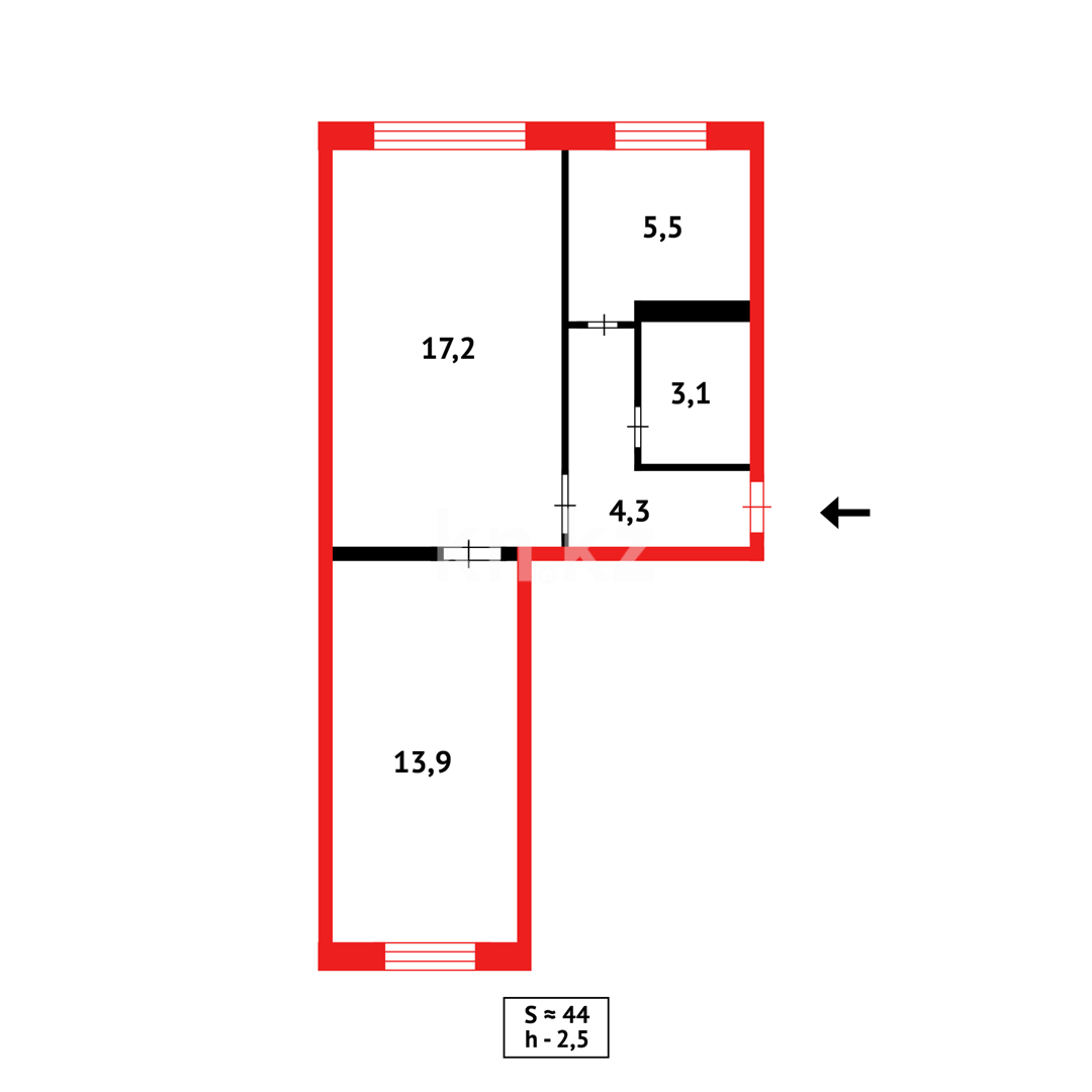Продажа 2-комнатной квартиры, 45 м², мкр. Горка Дружбы в Темиртау - фото 13