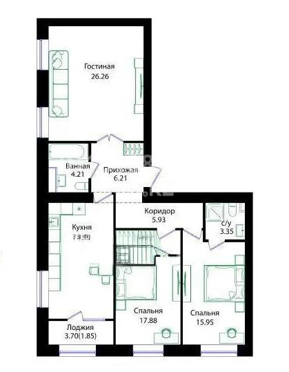 Продажа 3-комнатной квартиры, 100.15 м² - Продажа трехкомнатных квартир от собственников в Астане - страница 3 фото 1 из 1