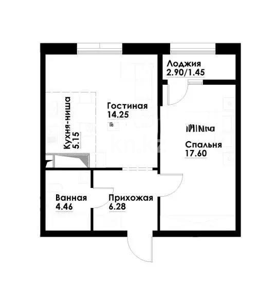 Продажа 2-комнатной квартиры, 50 м² - Продажа двухкомнатных квартир в монолитно-каркасном доме в Алматы - страница 4 фото 1 из 1