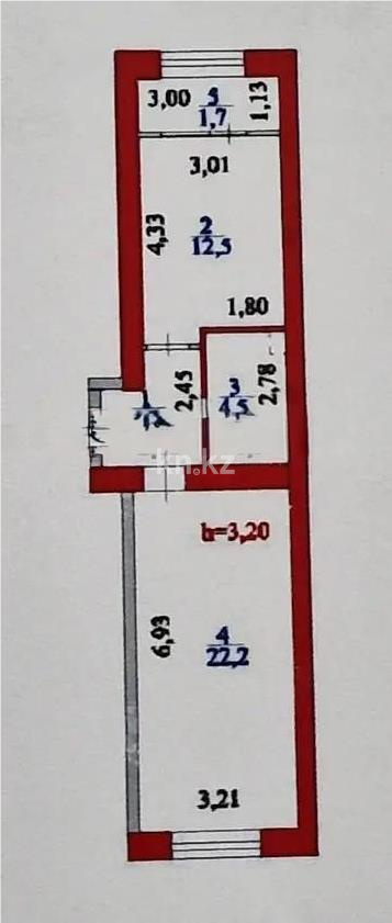 Продажа 2-комнатной квартиры, 45.2 м², пр. Тауелсыздык, дом  25/2 в Астане