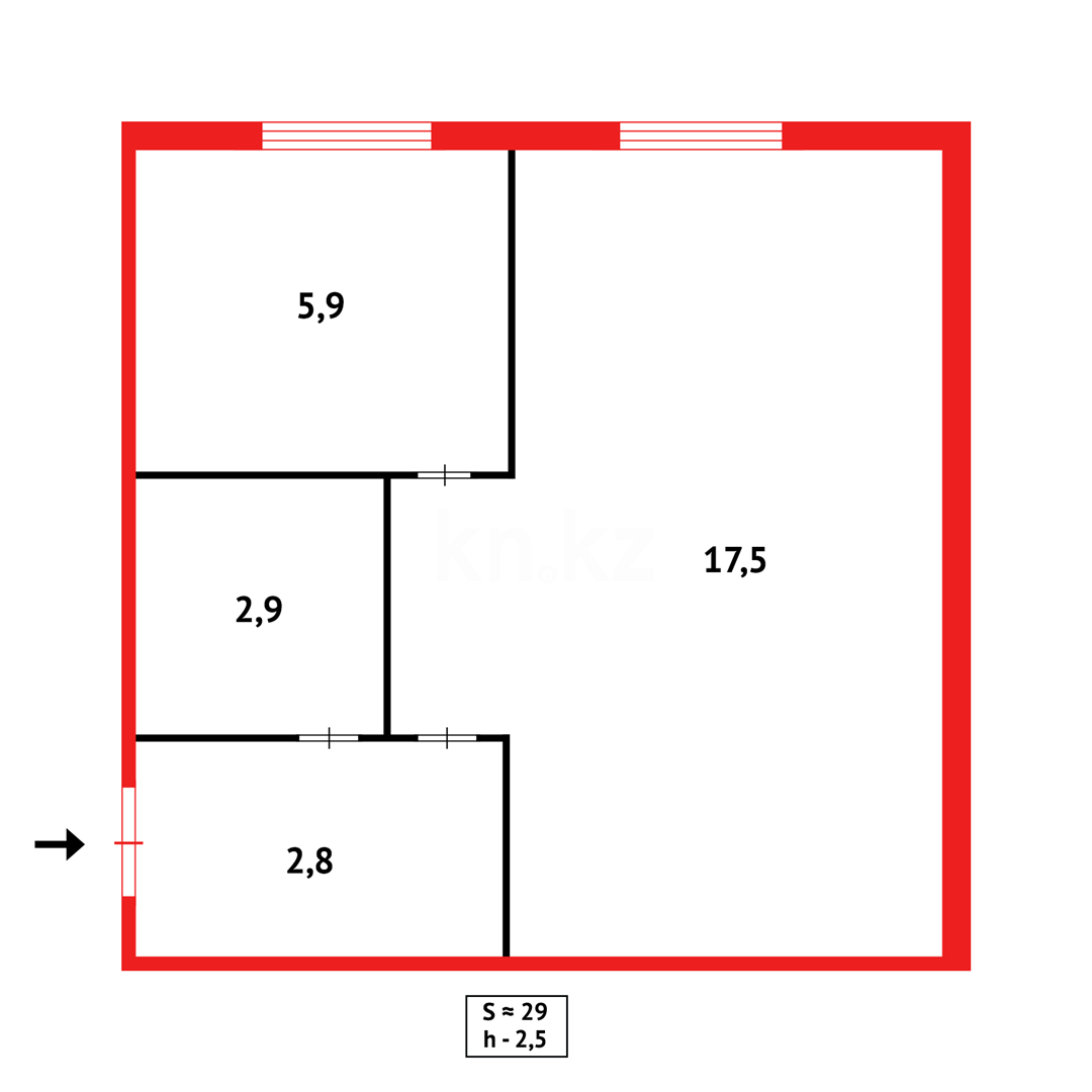 Продажа 1-комнатной квартиры, 30 м², ул. Ермекова - Продажа квартир в Караганде фото 8 из 8