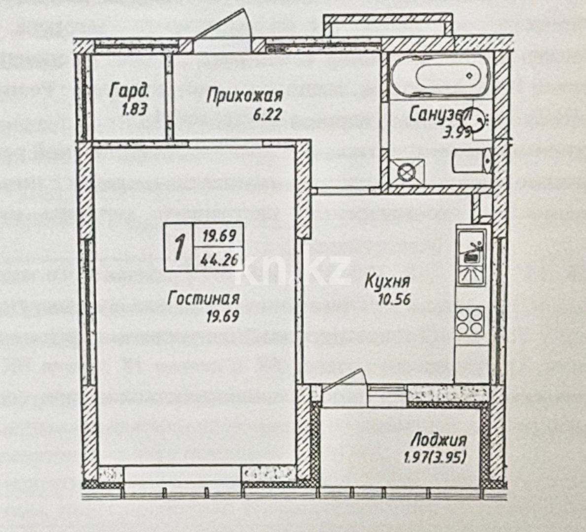 Продажа 1-комнатной квартиры, 45 м², пр. Мангилик Ел, дом  62 - Продажа  однокомнатных квартир в новостройках Астаны фото 2 из 8