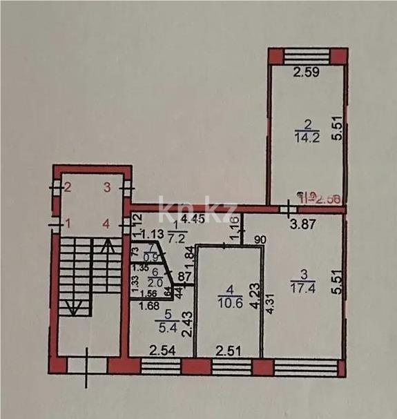 Продажа 3-комнатной квартиры, 57 м², ул. Крылова, дом  26 - Продажа  трехкомнатных квартир в Караганде фото 7 из 7