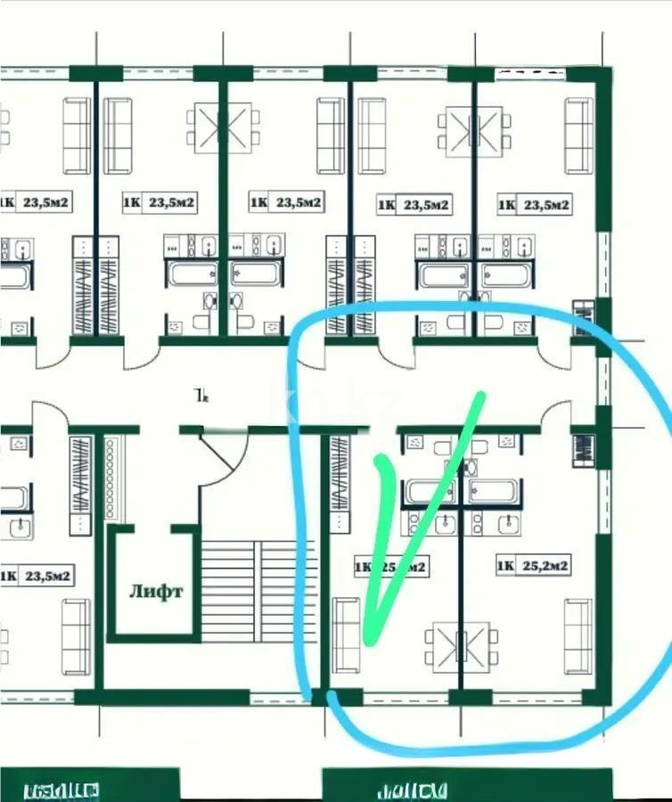 Продажа 1-комнатной квартиры, 26 м² в Астане