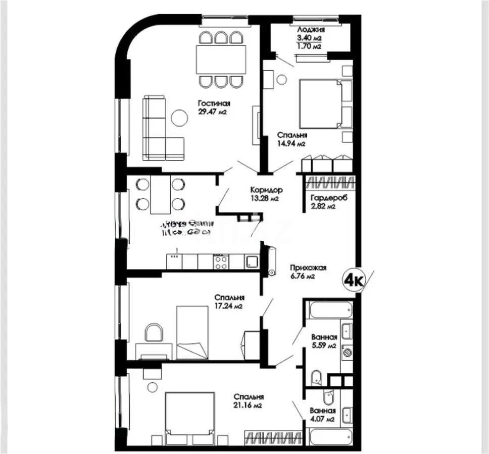 Продажа 4-комнатной квартиры, 135 м², ул. Е-36, дом  9 - Продажа  четырехкомнатных квартир в новостройках Астаны без посредников с фото фото 1 из 1