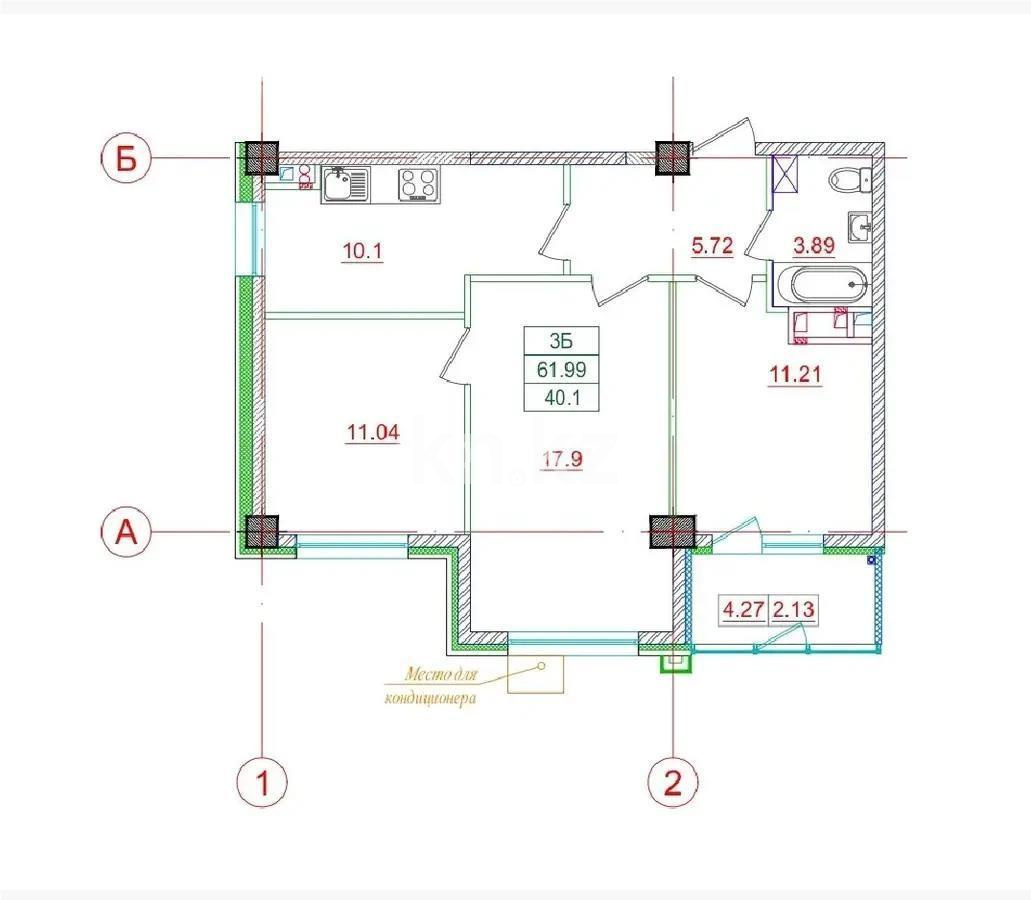 Продажа 3-комнатной квартиры, 61.9 м² в Алматы