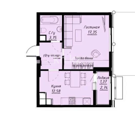 Продажа 1-комнатной квартиры, 40.36 м², ул. Е-430, дом  1 стр - Продажа квартир в Астане фото 1 из 1