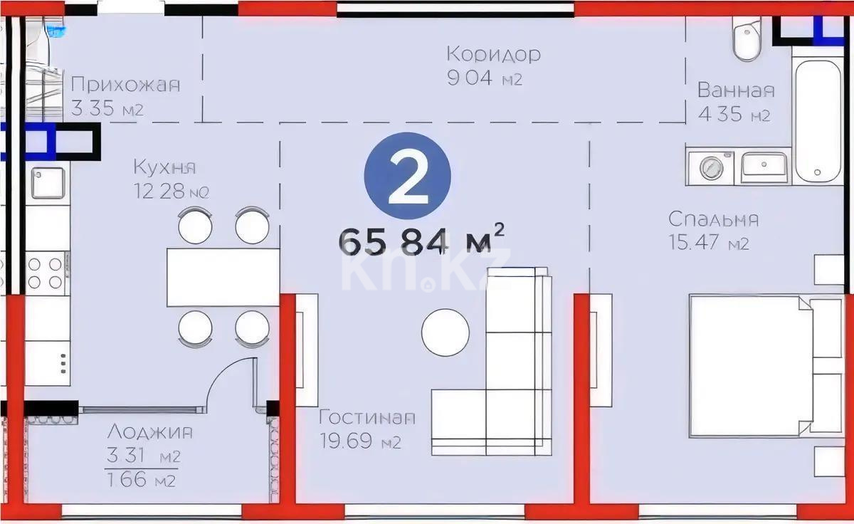 Продажа 2-комнатной квартиры, 65.84 м² - Продажа квартир в Турксибском р-не Алматы - страница 9 фото 1 из 1
