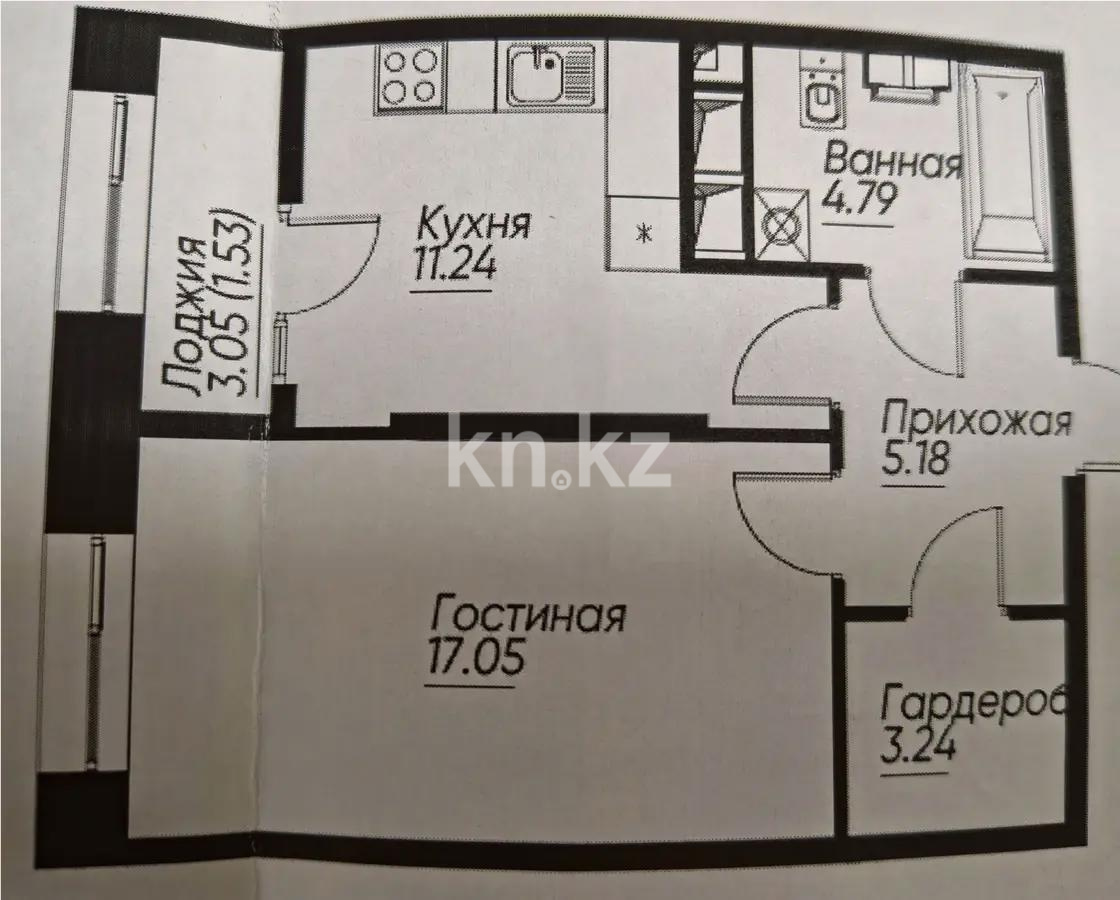 Продажа 1-комнатной квартиры, 42.3 м², ул. Навои, дом  30а/1 в Алматы