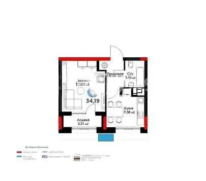 Продажа 1-комнатной квартиры, 34.19 м² в Астане