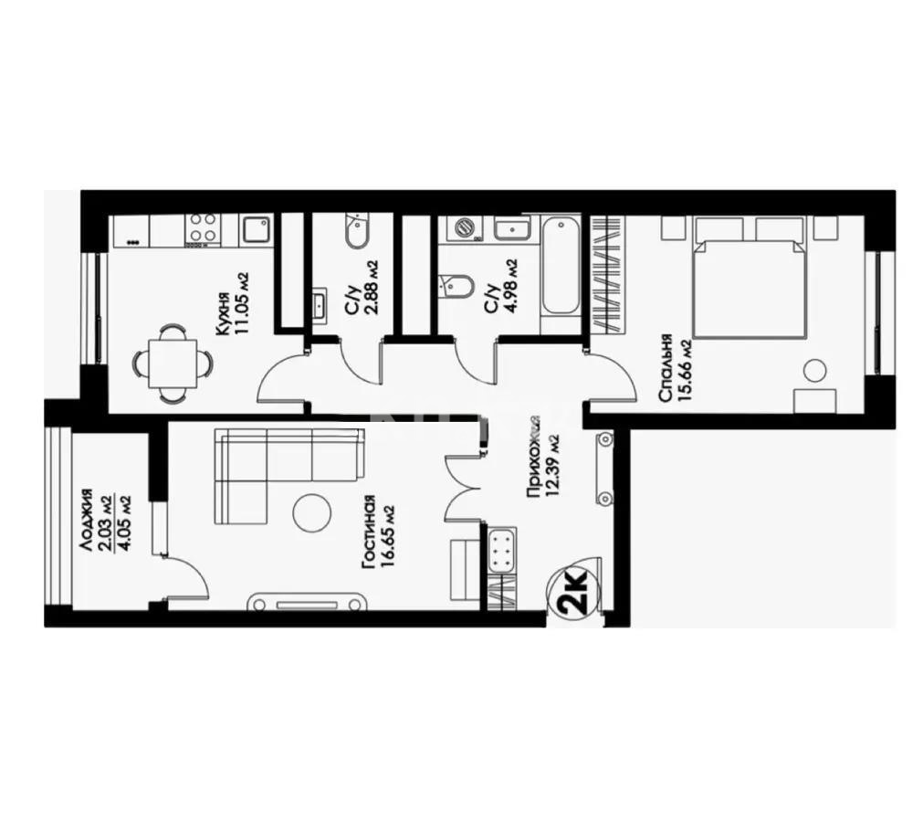 Продажа 2-комнатной квартиры, 64.1 м², пр. Кошкарбаева, дом  54а - Продажа квартир в новостройках Астаны без посредников фото 1 из 1