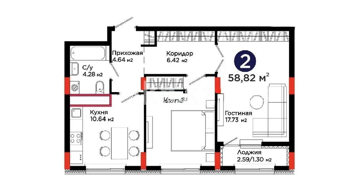 Продажа 2-комнатной квартиры, 60 м² - Недвижимость в Казахстане - страница 24 фото 1 из 1