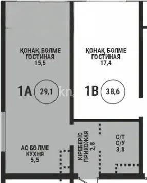 Продажа 1-комнатной квартиры, 29.1 м², пр. Райымбека, дом  210/б в Алматы
