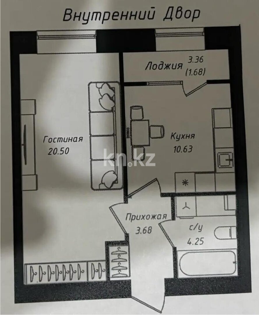 Продажа 1-комнатной квартиры, 40.74 м² в Астане