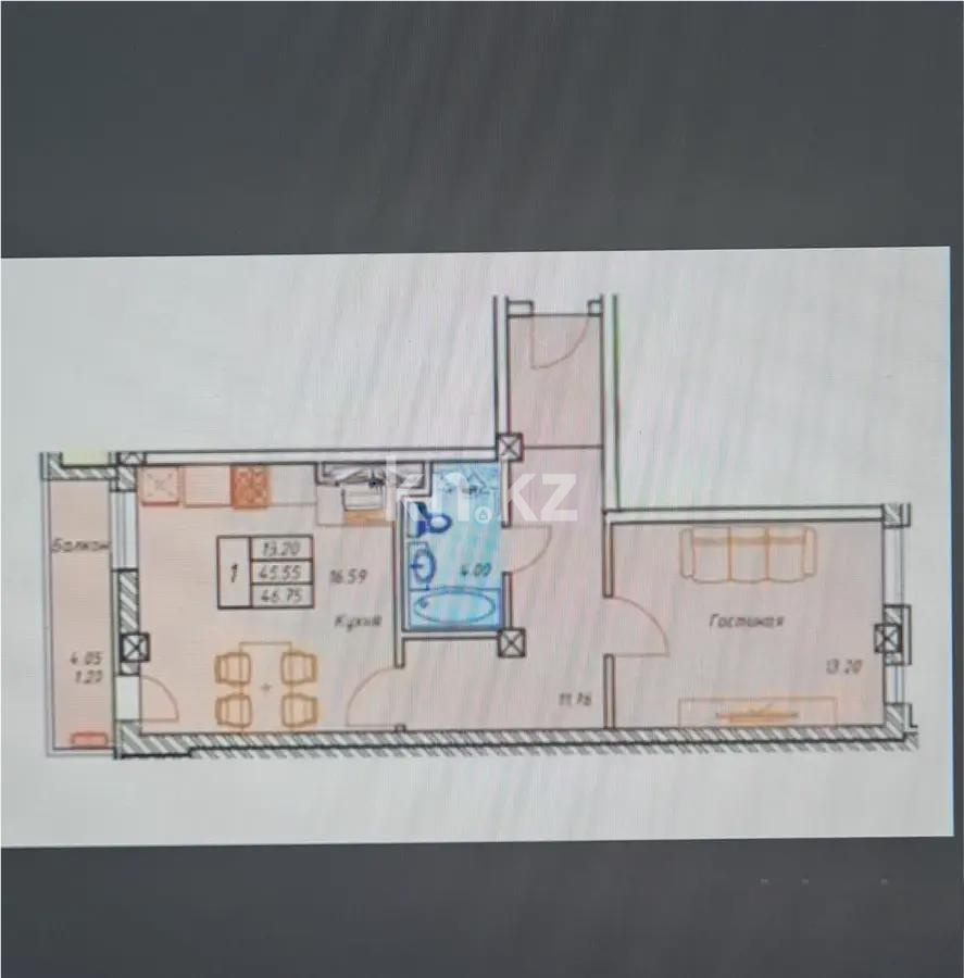 Продажа 1-комнатной квартиры, 46.75 м², ул. Е-128, дом  5 стр - Продажа квартир в новостройках Астаны без посредников фото 1 из 1