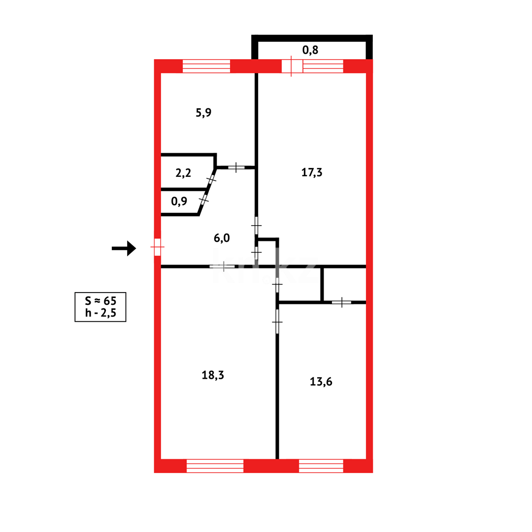 Продажа 3-комнатной квартиры, 65 м², ул. Тищенко в Темиртау - фото 11