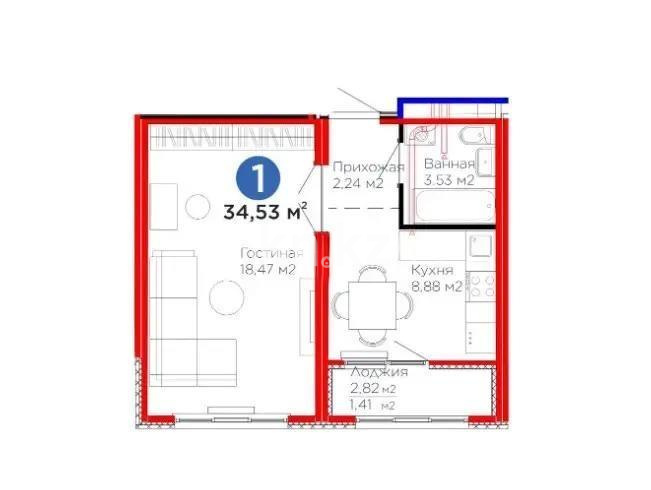 Продажа 1-комнатной квартиры, 35 м², пр. Улы Дала, дом  14 - Продажа  однокомнатных квартир в Астане без посредников фото 1 из 1