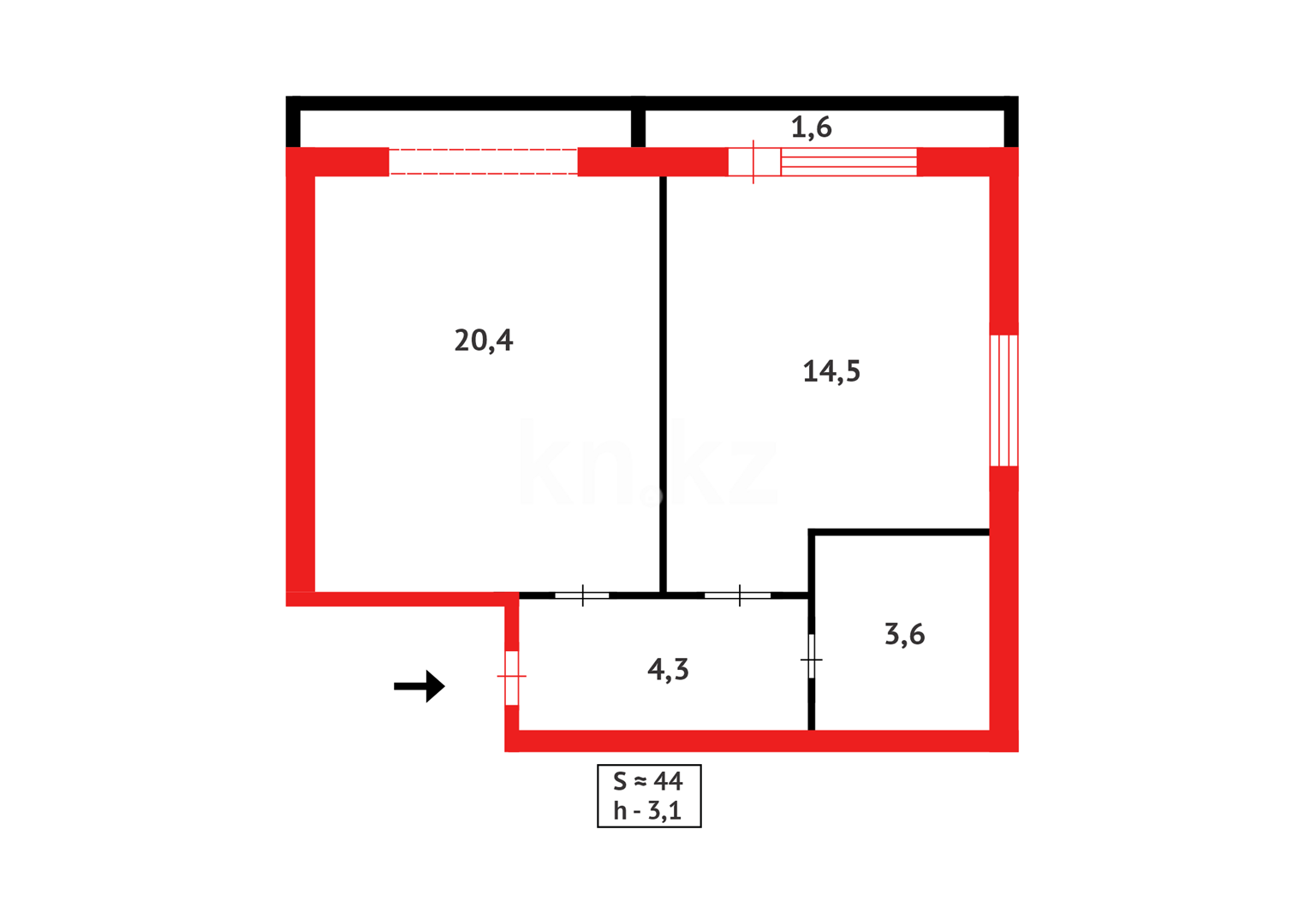 Продажа 2-комнатной квартиры, 44 м² - Продажа двухкомнатных квартир на Юго-Востоке Караганды - страница 4 фото 12 из 12